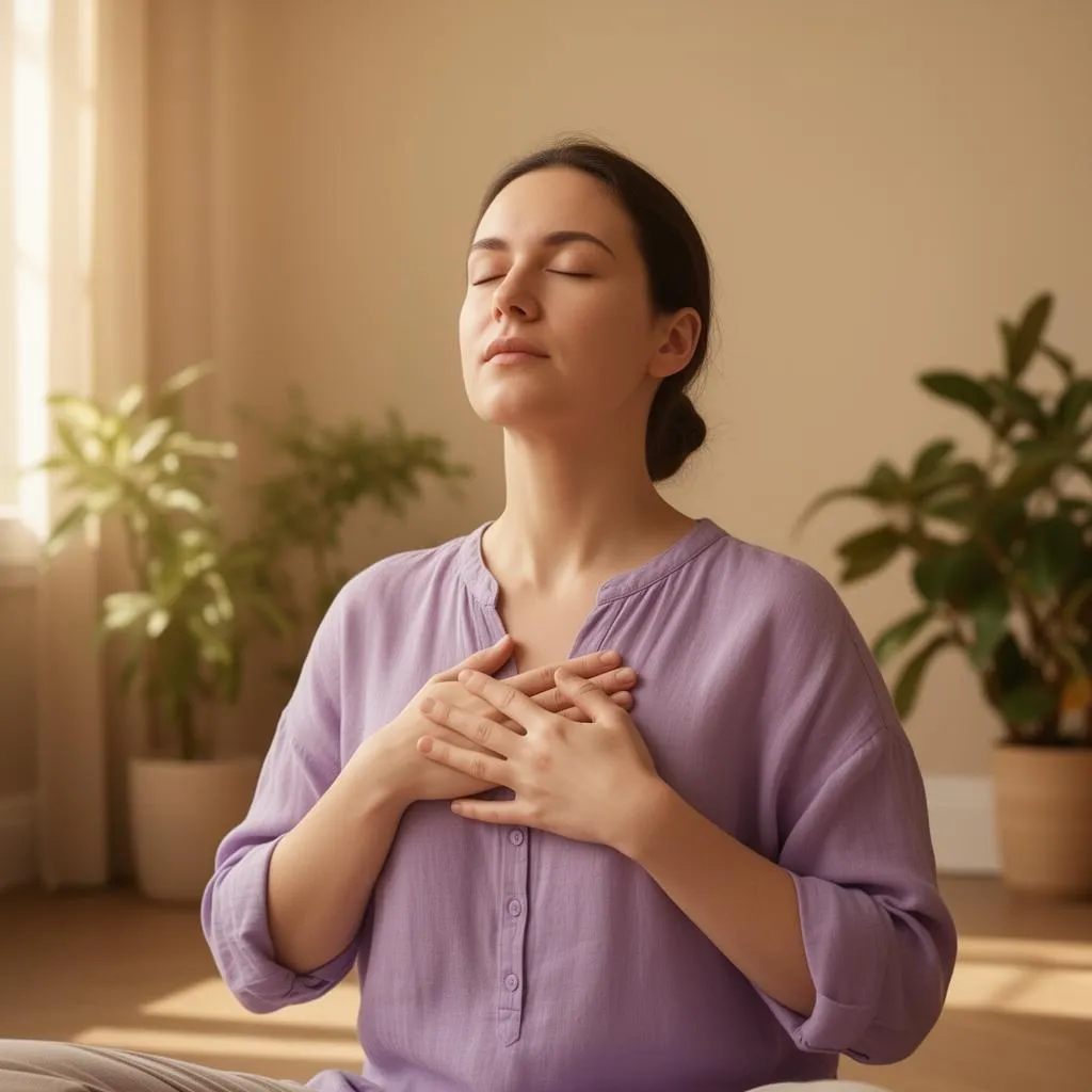 Mujer practicando técnicas de respiración para el manejo de la ansiedad